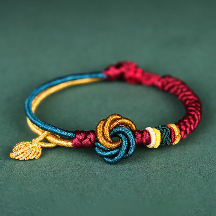 Buddha Stones Tibetisches handgefertigtes Mandala-Knoten-Blatt-Glücksseil-Armband - image 0