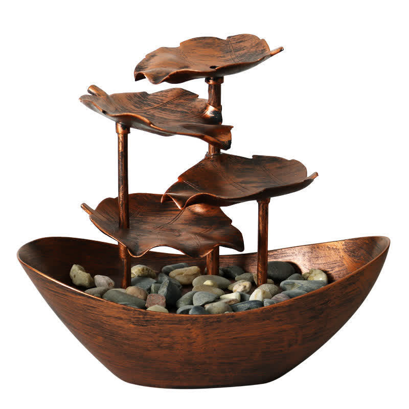 Buddha Stones, Lotusblatt-förmiger Wasserfallbrunnen, Tischornamente mit LED-Licht, Home-Office-Desktop-Dekoration - image 13