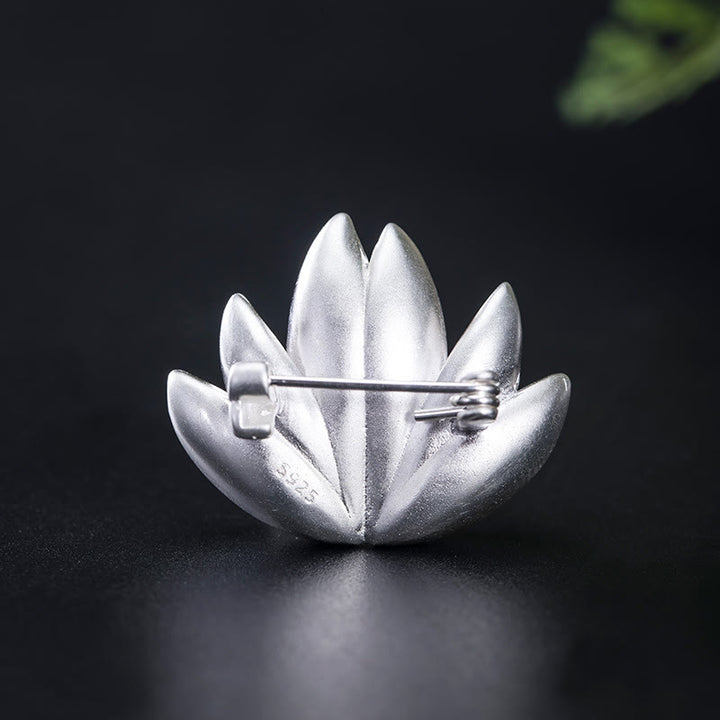 Buddha Stones 925 Sterling Silber Lotusblüten-Perlen-Neuanfang-Brosche - image 3