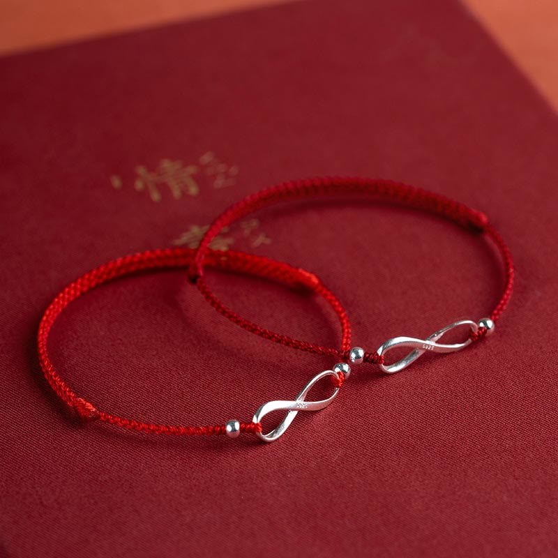 Buddha Stones 925 Sterling Silber Endless Knot Protection Luck Red String Armband Fußkettchen - image 1
