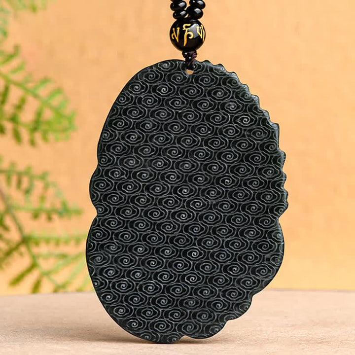 Buddha Stones Hetian Cyan Jade Dragon Success Harmony Halskette Perlenschnur Anhänger - image 10