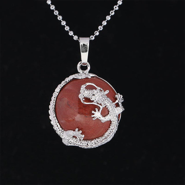 Buddha Stones, chinesischer Drache, natürlicher Quarzkristall, heilende Energie, Halsketten-Anhänger - Roter Jaspis - image 25