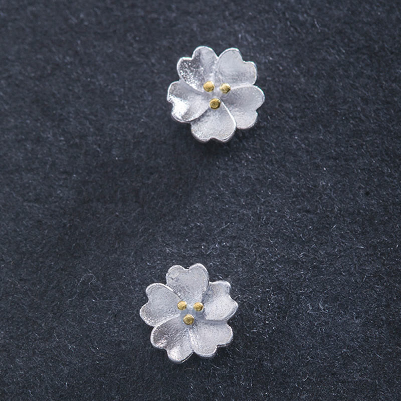 Buddha Stones Ohrstecker aus 925er-Sterlingsilber, Kirschblüten, Blumenmuster, ruhig - image 6