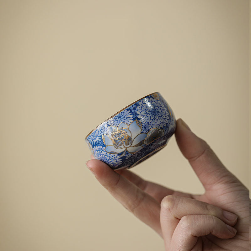 Buddha Stones Teetasse, Lotus-Chrysantheme, Pflaumenblüte, Kung-Fu-Teetasse, Teekanne