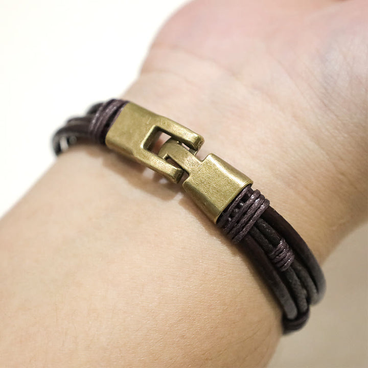Buddha Stones Vintage Lederarmband, braunes Seil, mehrlagiges Armband - image 8