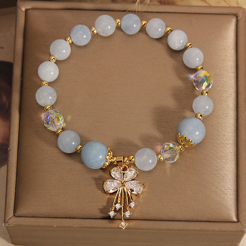 Buddha Stones Aquamarin-Rosa-Kristall-Heilzirkon-Schmetterlings-Charm-Armband - image 5