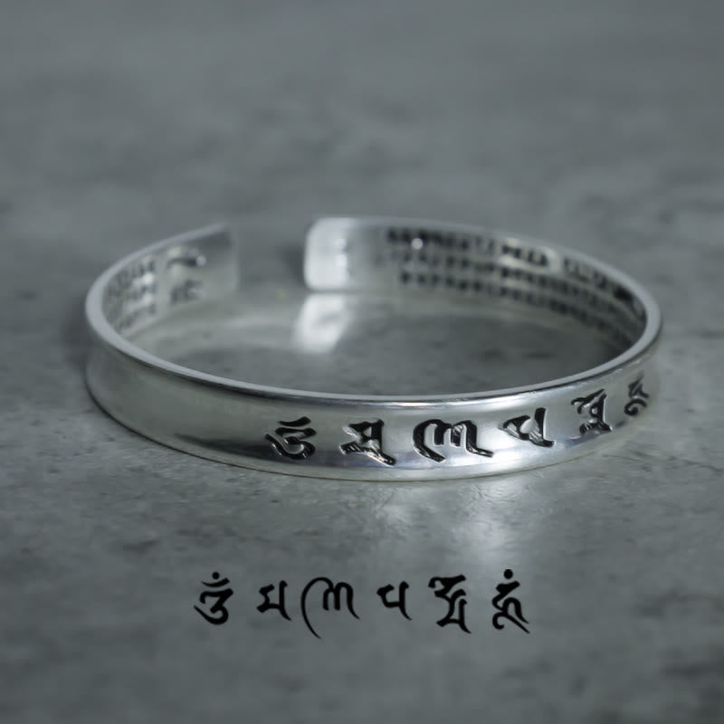 Armband aus Weiß Kupfer mit tibetischem Mantra und Buddha Stonesn - image 1