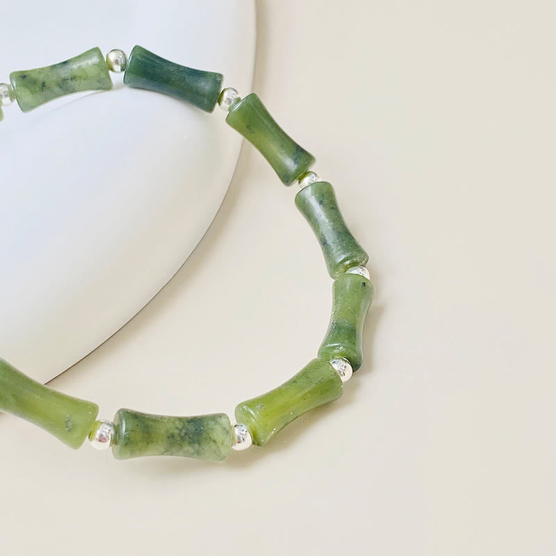 Buddha Stones Armband aus 925er-Sterlingsilber, Bambus-Jade, Glückskatze, Fu-Charakter, Glücksfülle - image 4