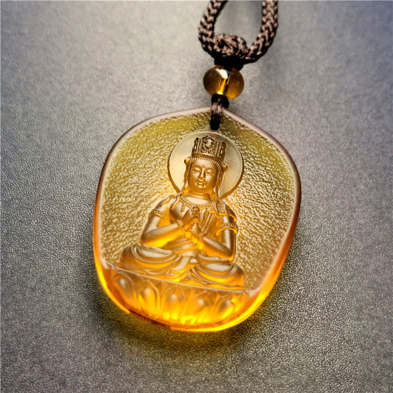 Buddha Stones, chinesisches Sternzeichen, Natal-Buddha, Segen, Liuli, Kristall, Mitgefühl, Halsketten-Anhänger - Ziege/Affe-Tathagata - image 2