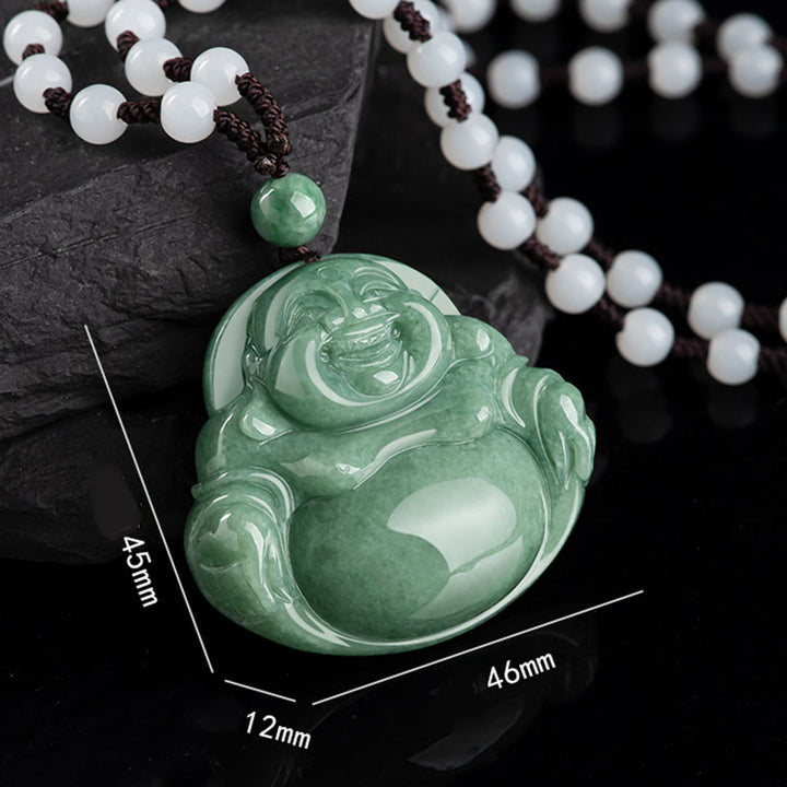 Lachender Buddha Cyan Jade Harmony Halskette String Bead Anhänger - image 8