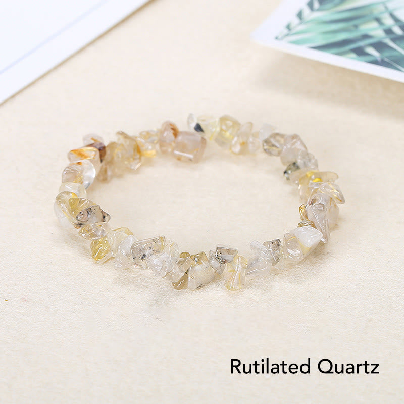 Armband aus natürlich geformtem, unregelmäßig geformtem Kristallstein – wohltuende Wärme - Rutilquarz (Handgelenkumfang: 15-16 cm) - image 18