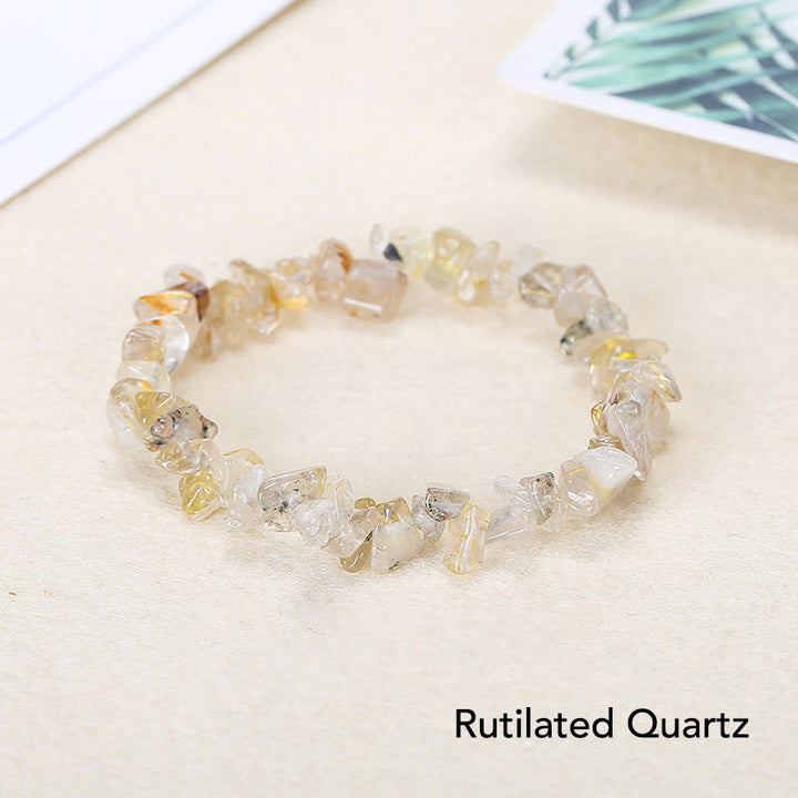 Armband aus natürlich geformtem, unregelmäßig geformtem Kristallstein – wohltuende Wärme - Rutilquarz (Handgelenkumfang: 15-16 cm) - image 18