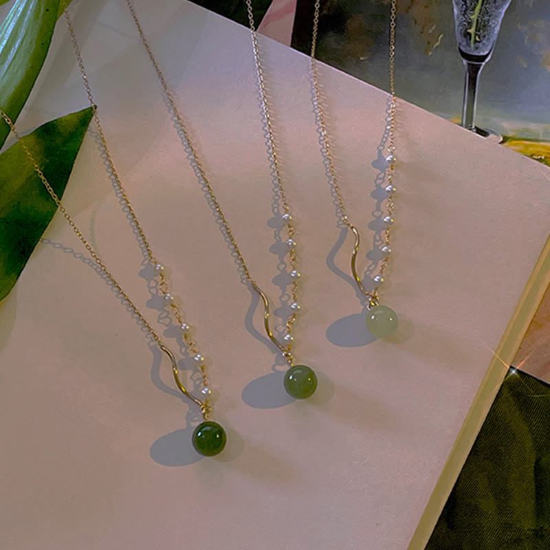 Buddha StonesNatürlicher Hetian Jade Perlen-Halskettenanhänger mit Glücksperlen - image 14