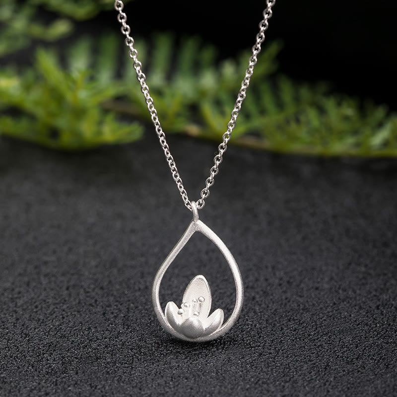 Buddha Stones 925 Sterling Silber Lotusblume Floral Erleuchtung Halskette Anhänger - LOTUS (Erleuchtung ♥ Neuanfang) - image 1