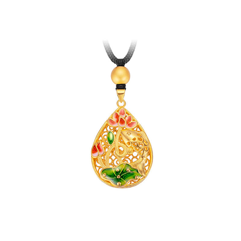 Buddha Stones, Koi-Fisch, Lotusblütenblatt, Kupfer, Glücks-Halsketten-Anhänger - image 8