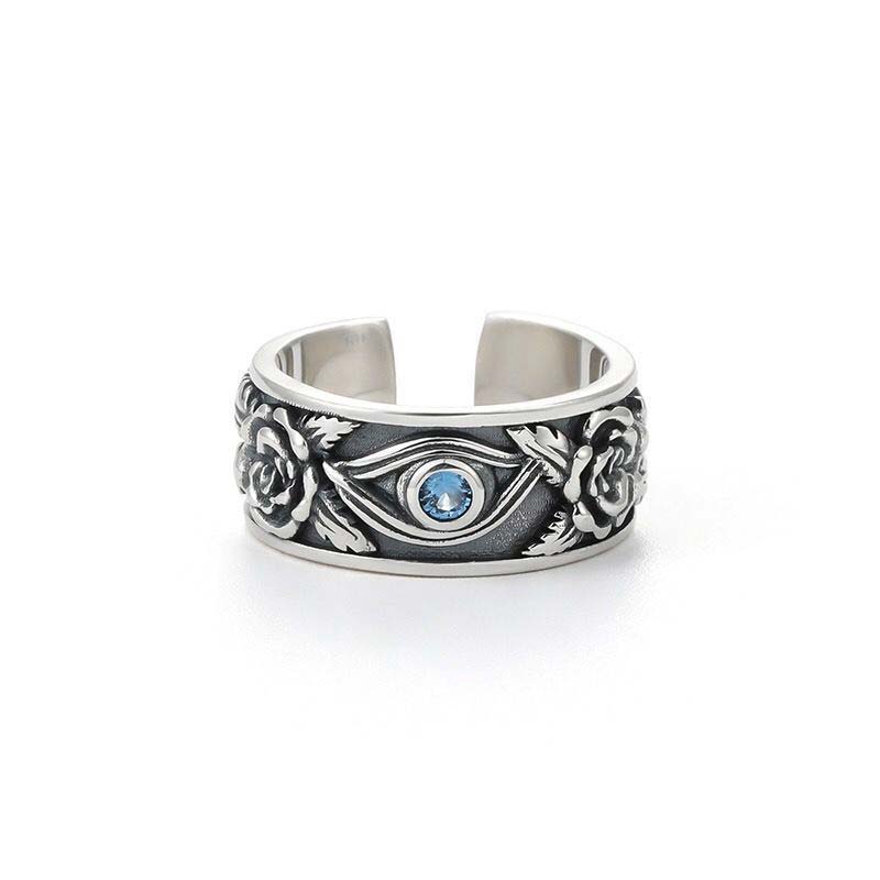 Buddha Stones Auge des Horus Kristallschutz verstellbarer Ring - image 5
