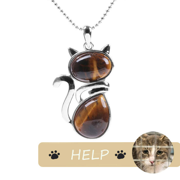 „Save A Cat“-Halskette mit niedlichem Katzenmuster, natürlichem Kristallschutz und katzenliebendem Anhänger - image 20