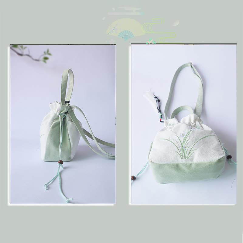 Buddha Stones Handgefertigte bestickte Blumen Canvas Tote Schultertasche Handtasche - image 10