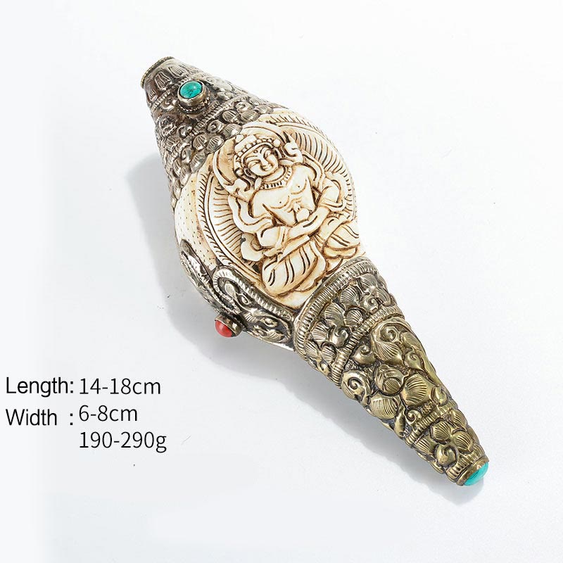 Tibetische handgefertigte gravierte Shankha-Buddha-Muschelmuschel, Reichtum, positive Dekoration - Langlebigkeitsbuddha - image 9