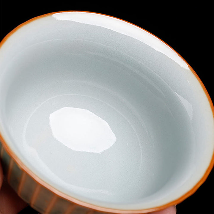 Buddha Stones Retro Glasur Ofenwechsel Keramik Gaiwan Sancai Teetasse Kung Fu Teetasse und Untertasse mit Deckel - image 11