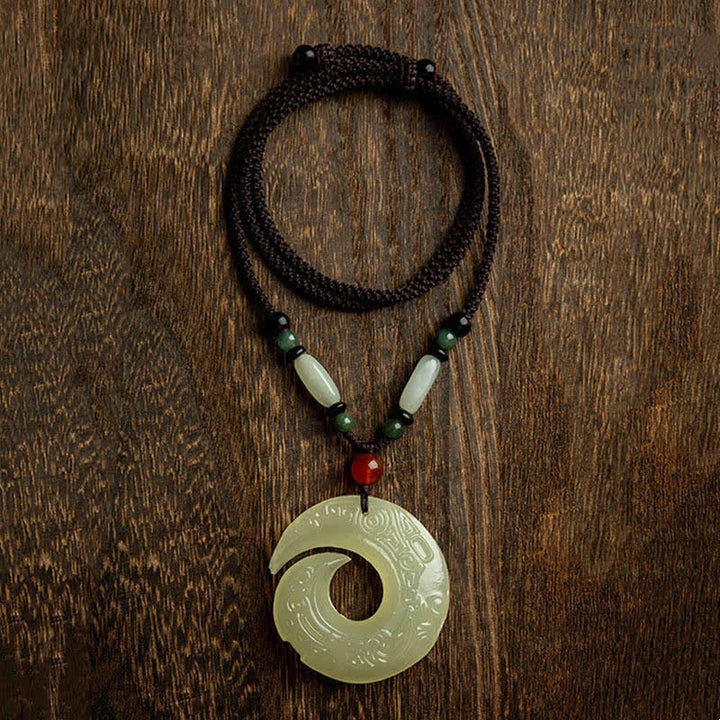 Peace-Schnalle, Jade, kleines Blatt, rotes Sandelholz, Zinnober-Achat, Glücks-Halsketten-Anhänger