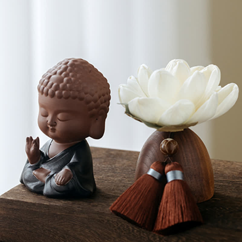 Schwarze Pfirsichholz-Buddha-Blumen-Calm-Cure-Dekorationen - image 6