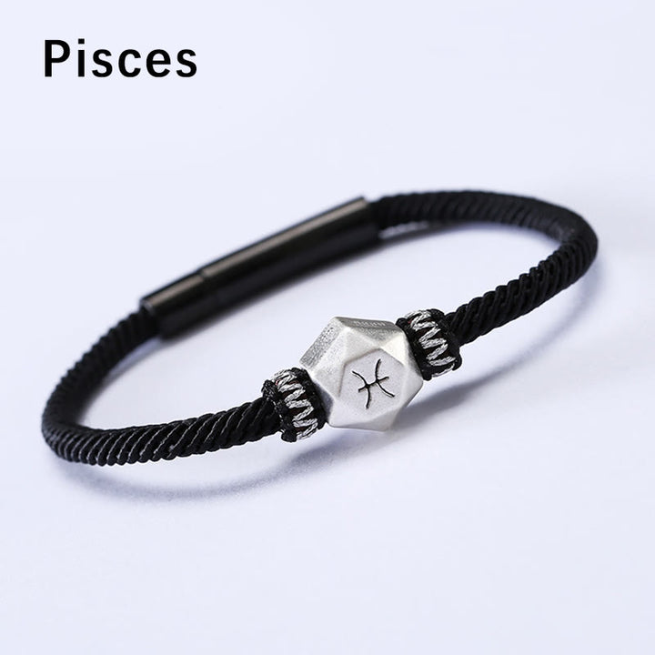 Buddha Stones 999 Sterling Silber 12 Sternbilder des Tierkreises Schutz Handgefertigtes Schnurarmband - Fische - 19 CM - image 20