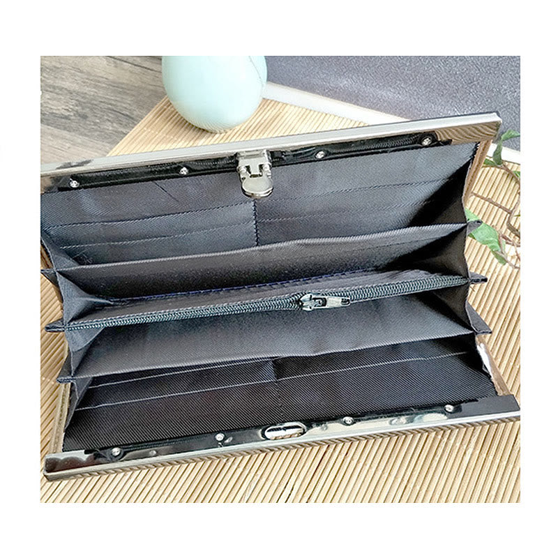 Buddha Stones, Blume, Pflaume, Pfirsichblüte, Bambus, doppelseitige Stickerei, großes Fassungsvermögen, Bargeldhalter, Geldbörse, Einkaufstasche - image 11