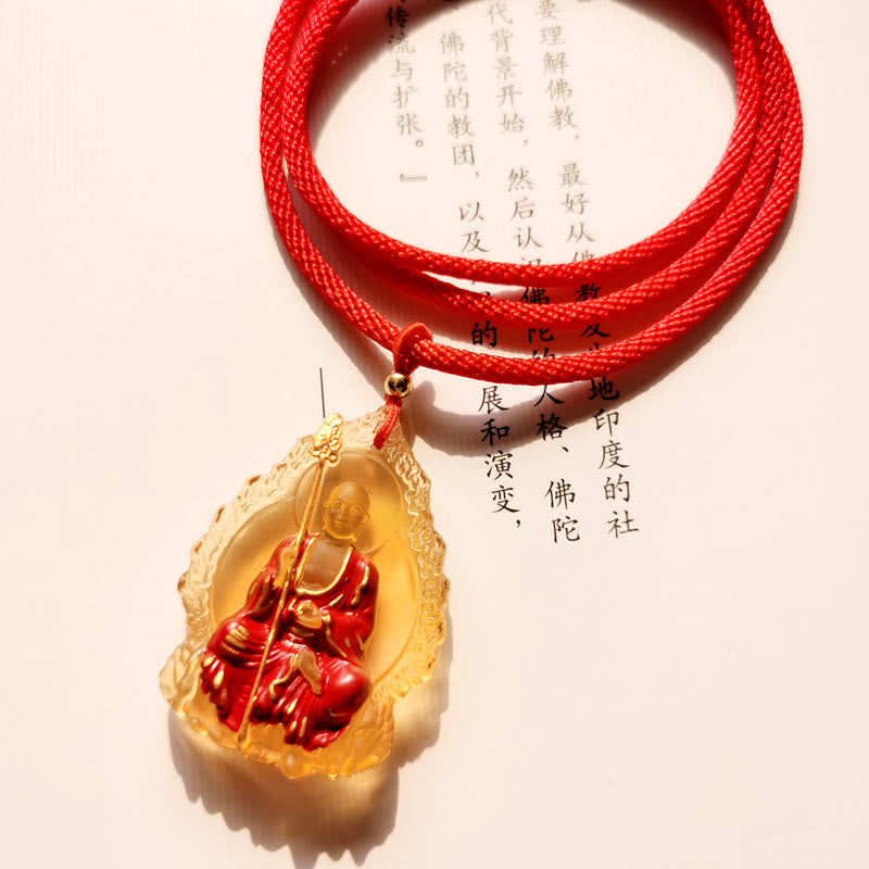 Buddha Stones Ksitigarbha Buddha Liuli Kristall Mitgefühl Amulett Halskette Anhänger - Gelbes sitzendes Ksitigarbha - image 9
