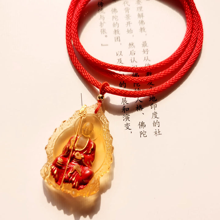 Buddha Stones Ksitigarbha Buddha Liuli Kristall Mitgefühl Amulett Halskette Anhänger - Gelbes sitzendes Ksitigarbha - image 9
