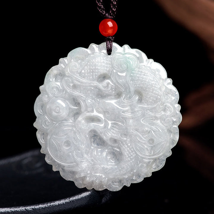 Buddha Stones Weiß Jade-Drachenschutz-Halsketten-Anhänger - image 6