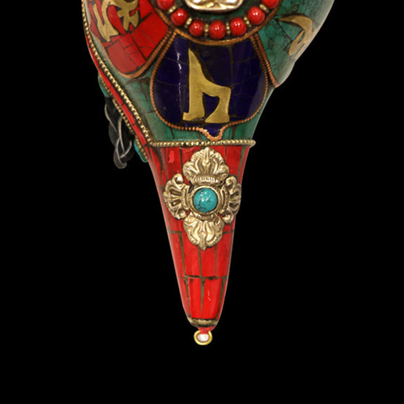 Tibetische handgemachte Shankha Om Mani Padme Hum Buddha Muschel Glücksdekoration - image 11