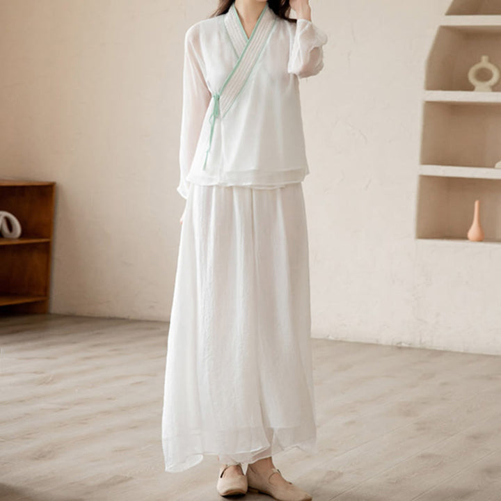 Retro-Gebet Zen spirituelle Meditation Praxis Chiffon Kleidung Damen Set