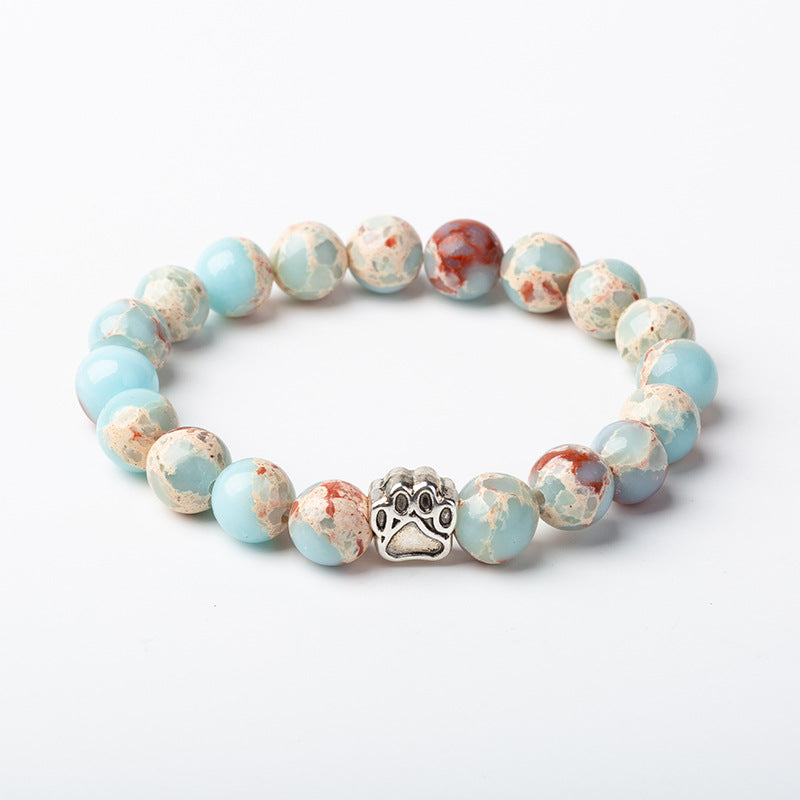 Indischer Achat, grüner Achat, Hundepfote, positives, ruhiges Armband