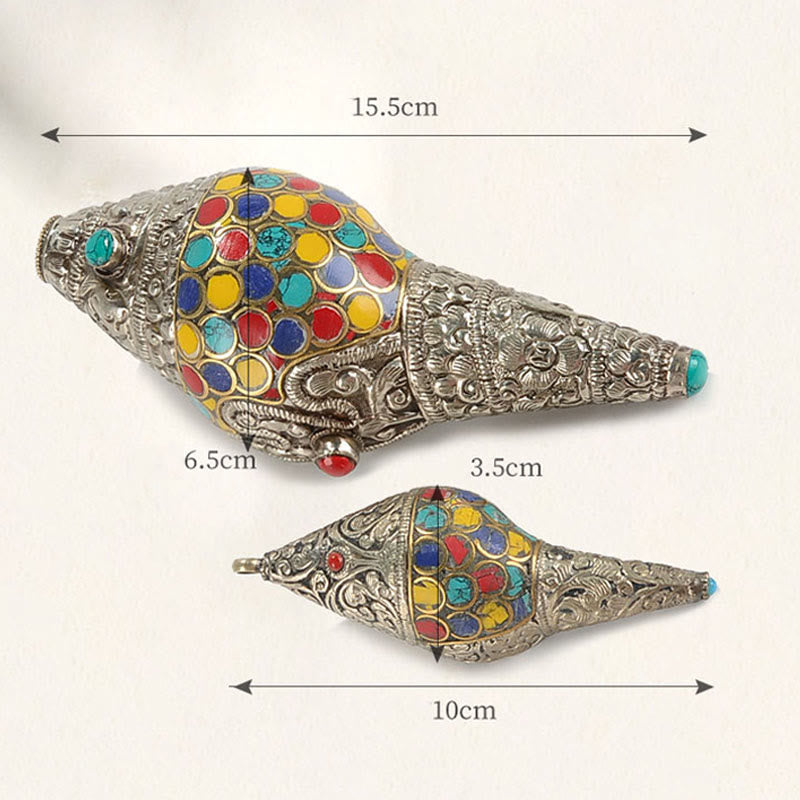 Tibetische handgefertigte natürliche Shankha bunte Muschelschale, Reichtum, Heimdekoration - image 14