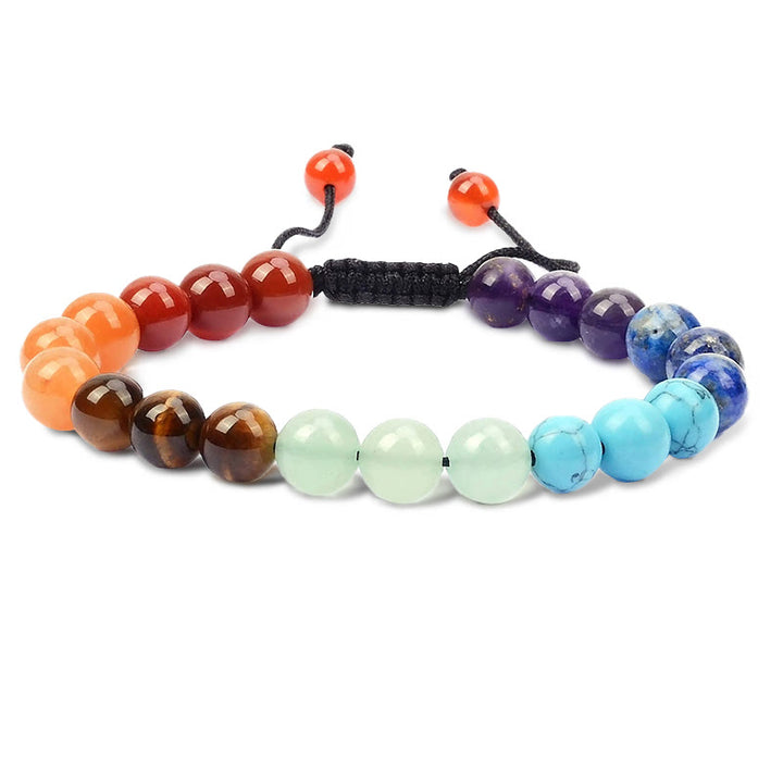 Buddha Stones, natürliche Heilkraft, Edelstein-Kristallperlen, Unisex, verstellbares Makramee-Armband - 7-Chakra-Perlen - image 2