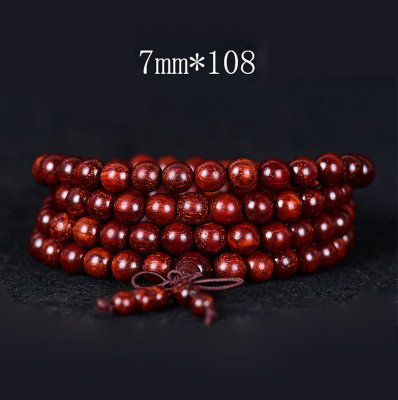 Buddha Stones Tibetisches kleines Blatt-Balance-Armband aus rotem Sandelholz