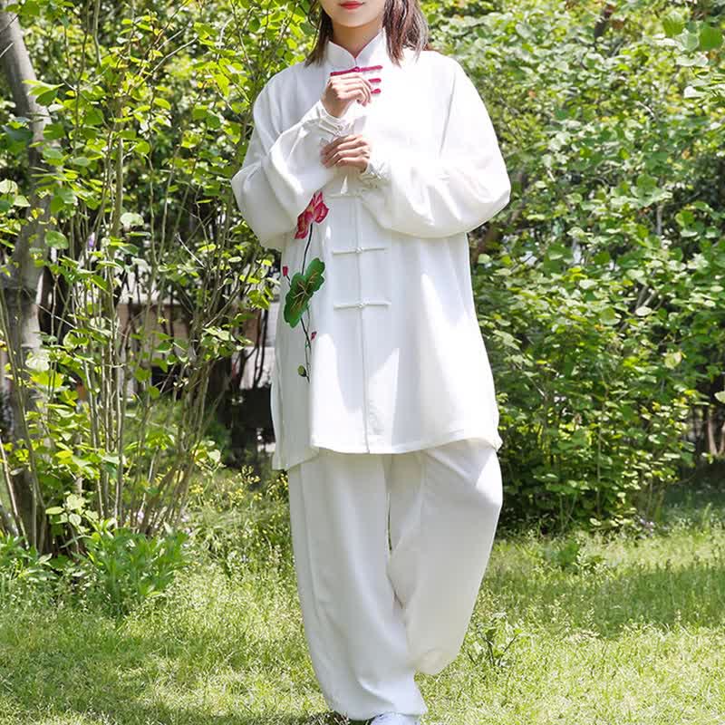 Lotusblüten-Blatt-Muster, Tai-Chi-Meditation, Gebet, spirituelle Zen-Übungskleidung, Damen-Set - image 7