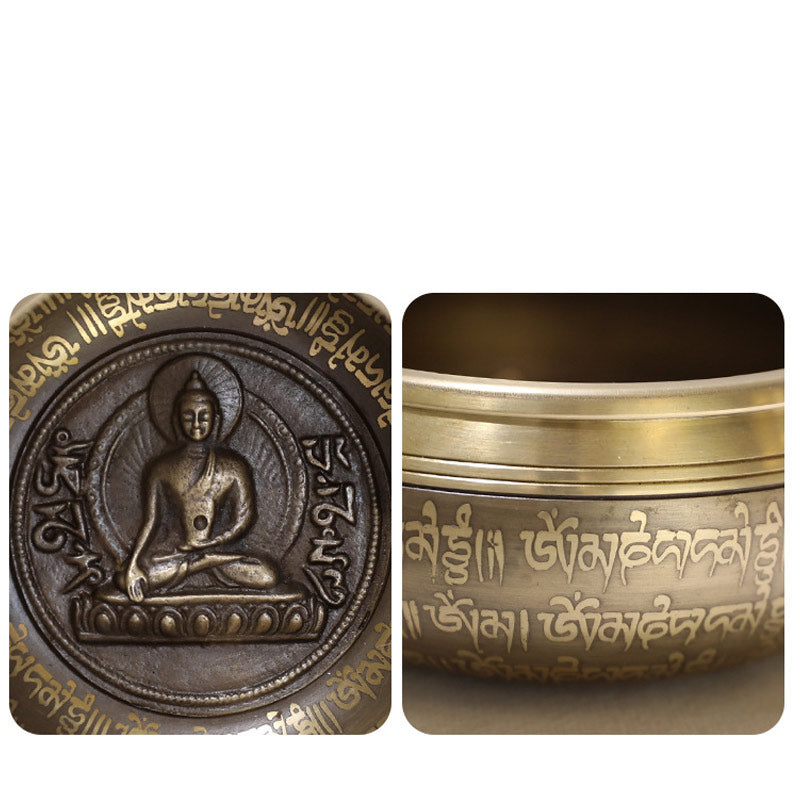 Tibetische Klangschale, handgefertigt für Konzentration und Meditation, friedvolles Glück, Klangschalen-Set - image 11