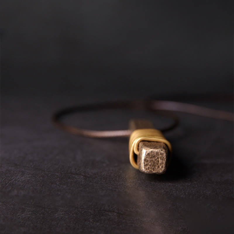 Buddha Stones ​​Vintage-Halskette mit strukturiertem Design aus Messing und Kupfer – Anhänger für Reichtum - image 5