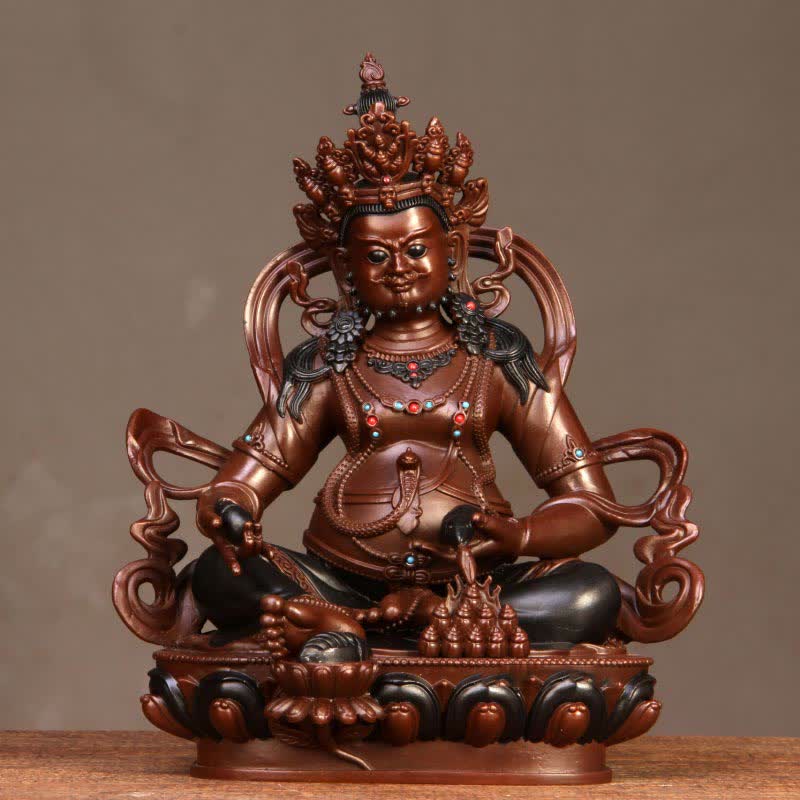 Gelbe Jambhala Bodhisattva Figur Mitgefühl Kupfer Statue Home Office Dekoration - image 2