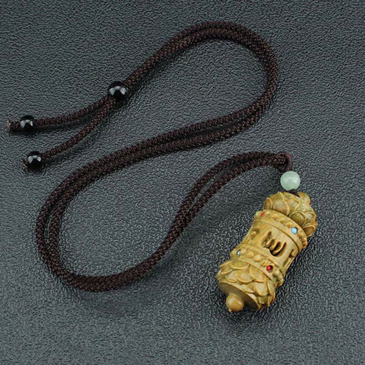 Buddha Stones Tibet Grünes Sandelholz Palisander Om Mani Padme Hum Lotus Positive beruhigende Halskette Anhänger - image 9
