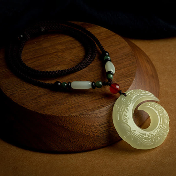 Peace-Schnalle, Jade, kleines Blatt, rotes Sandelholz, Zinnober-Achat, Glücks-Halsketten-Anhänger