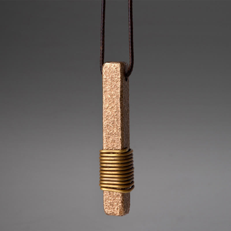 Buddha Stones ​​Vintage-Halskette mit strukturiertem Design aus Messing und Kupfer – Anhänger für Reichtum - image 6