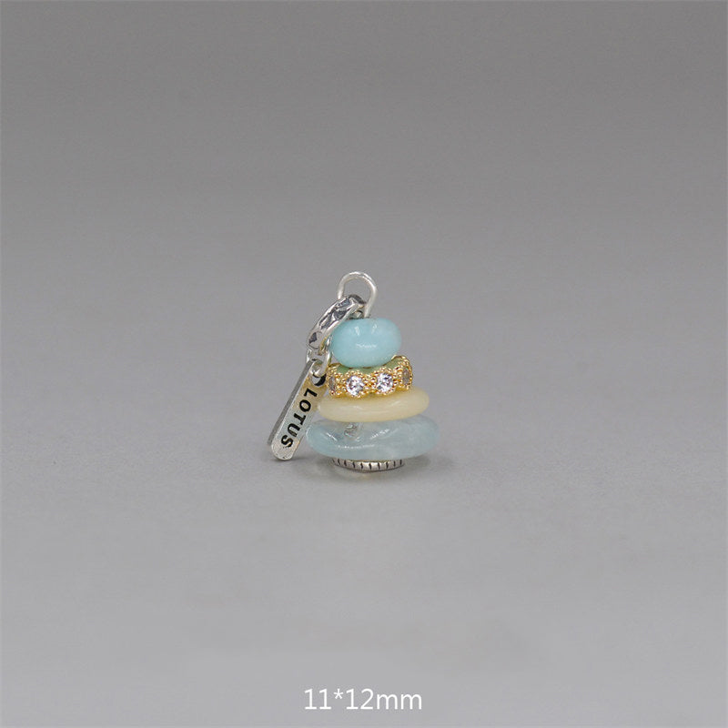Buddha Stones Zen Cairn Labradorit Verschiedene Kristalle Calm Anhänger Halskette - Amazonit & Topas & Aquamarin Anhänger 11*12mm - image 34