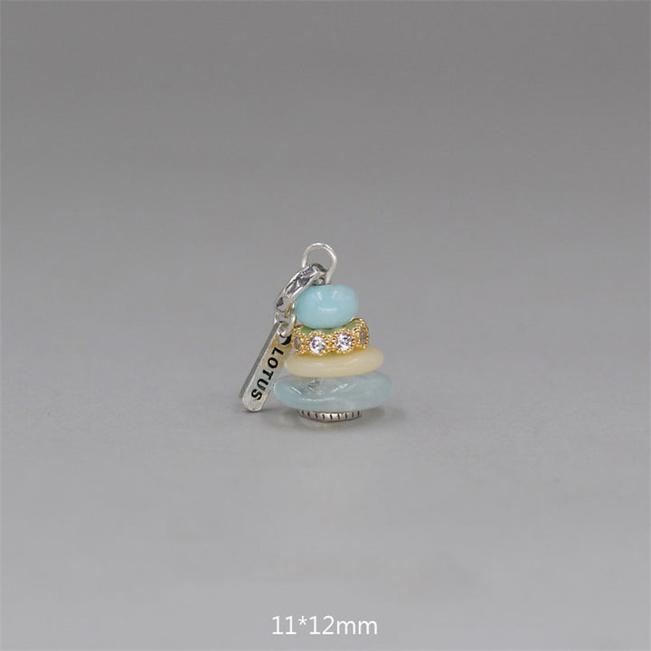 Buddha Stones Zen Cairn Labradorit Verschiedene Kristalle Calm Anhänger Halskette - Amazonit & Topas & Aquamarin Anhänger 11*12mm - image 34