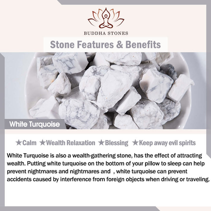 Buddha Stones, natürliche weiße Türkis-Perle, Om Mani Padme Hum, Segensarmband - image 9