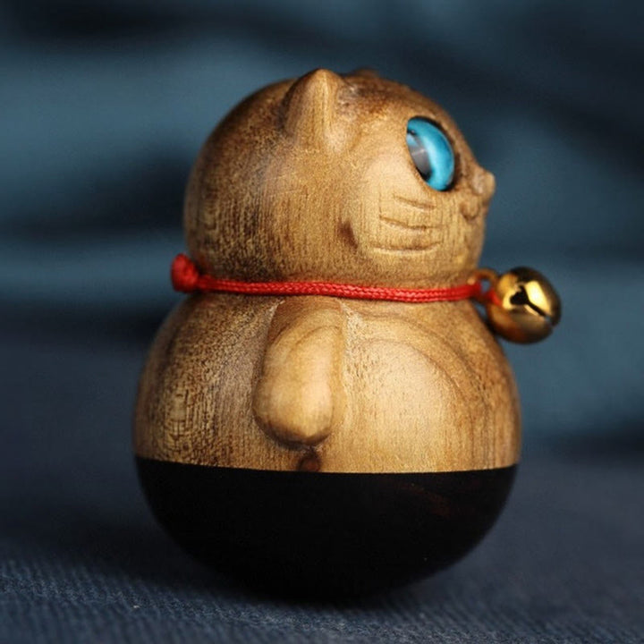 Buddha Stones Mini Glückskatze Kätzchen Phoebe Zhennan Segensdekoration aus Holz - image 13