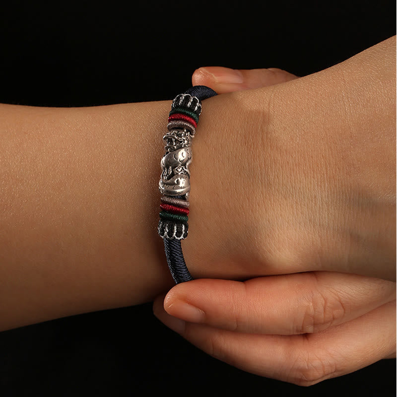 Handgefertigtes Armband aus 925er-Sterlingsilber mit Buddha Stonesn, Jahr des Drachen, verheißungsvoller Drache, Glücksseil
