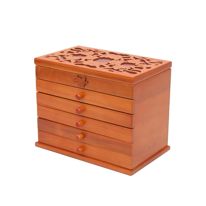 Buddha Stones, großes Fassungsvermögen, Vintage-Blumen, geschnitzte Holz-Schmuckschatulle, sechslagige Schmuck-Aufbewahrungsbox - image 11